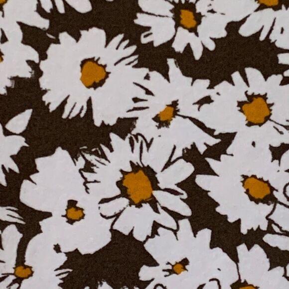 Croft and Barrow Blouse XL Brown White Daisy Print Cotton 3/4 Sleeve T-Shirt - Picture 4 of 8